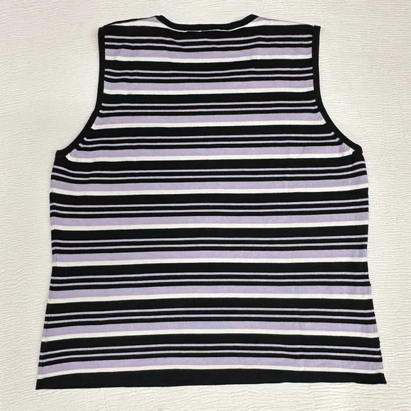 Massini Black and Lavender Purple Striped Tank Top Classy Modest - Picture 4 of 7
